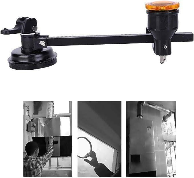 Giftock  Glass Compass Gauge Cutter |Wheel Blade Glass Cutting |Tool Wheels Compasses Suction Glass| Circle Cutter Adjustable Tool Set with Round Knob Handle and Suction Cup