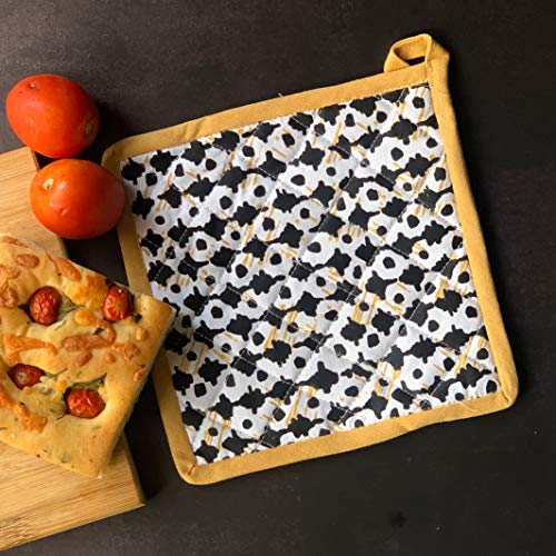 Giftock Printed Cotton Oven Mitten with Pot Holder (Multi)