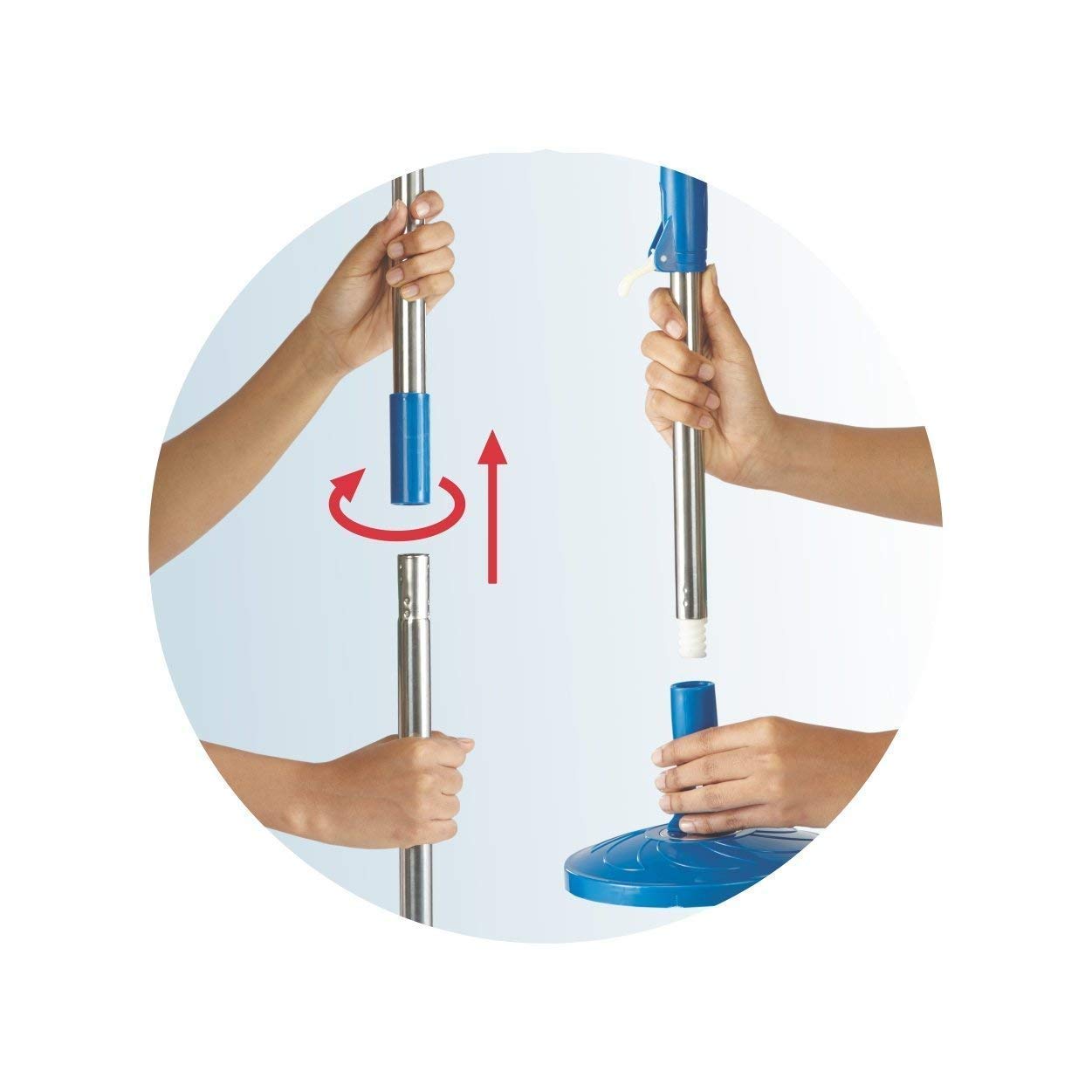 Giftock Spin Mop Broom Handle Stick with Microfiber Head Refill Stainless Steel Pole for 360? Floor Cleaning (multi)
