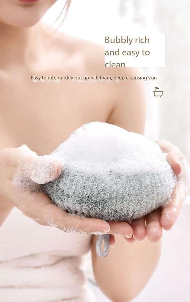 Giftock Exfoliating Shower Brushes,Bath Sponge Cleaning Brush Super Soft Exfoliating Bath Sponge Cleaning Brush, Massage Bath Sponge Ball with Suction Cup for Women Men pack of 2