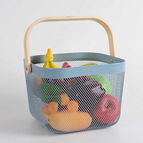 Giftock Metal Wire Basket With Handle|Storage Basket Fot Fruits, Books|Mesh Open Storage Bin|Storage Organizer
