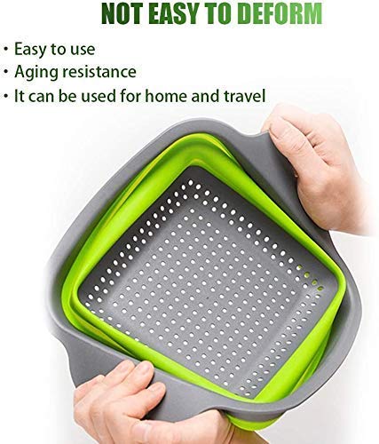 Giftock Foldable Collapsible Kitchen Colander Square Collapsible Washing up Bowl Silicone Strainer Filter Basket (Multi-Colour)