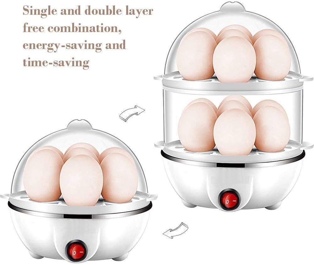 Giftock Egg Boiler With Automatic Off & Double Layer Electric Egg Maker For Boiling, Cooking And Frying The Eggs| Egg Boiler/Egg Poacher Machine / 14 Egg Cooker/Egg Steamer/Omelet Bowl With Tray.
