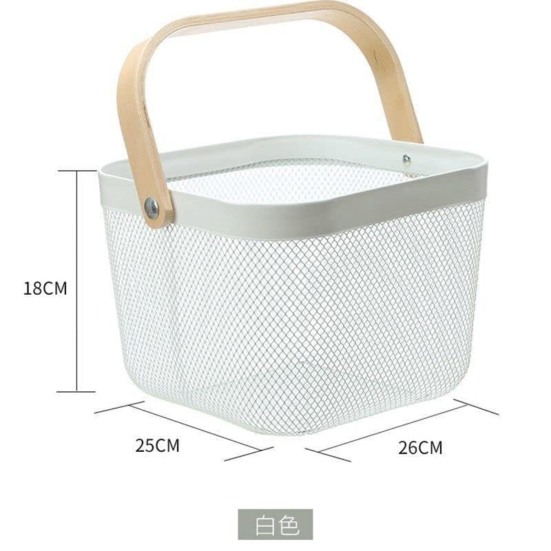 Giftock Metal Wire Basket With Handle|Storage Basket Fot Fruits, Books|Mesh Open Storage Bin|Storage Organizer