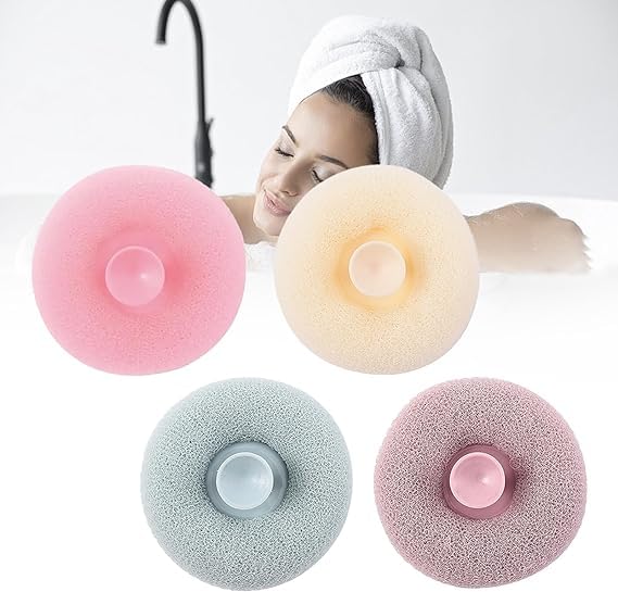 Giftock Exfoliating Shower Brushes,Bath Sponge Cleaning Brush Super Soft Exfoliating Bath Sponge Cleaning Brush, Massage Bath Sponge Ball with Suction Cup for Women Men pack of 2
