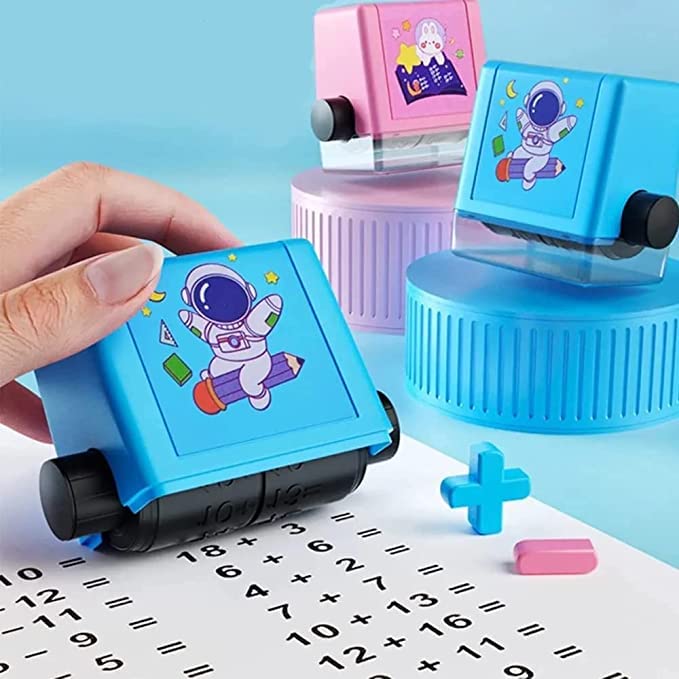 Giftock Smart Number Rolling Maths Stamps for Kids, Subtraction Maths Roller Stamp, Smart Math Roller 100 Learning Toy for Preschool, Stamp Art for Kids (Pack of 1- Multicolor) (Subtraction)