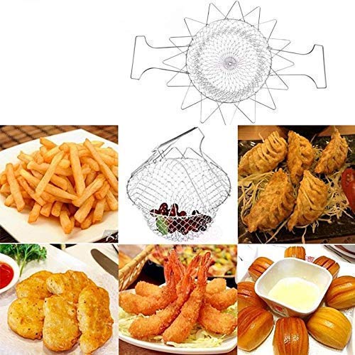 Giftock Stainless Steel Collapsible Frying Basket Multifunctional Chef Cooking Basket Deep-Frying Basket Flexible Cooking Tools for Frying Food, Washing Fruits, Vegetables 1