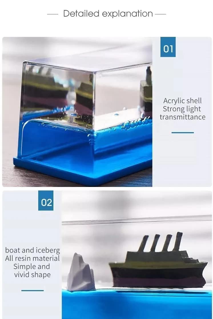 Giftock Liquid Wave Cruise Ship Decoration,Titanic,Cruise Ship That No Longer Sinks, for Car Dashboard Decorative Showpiece/Idol, Paperweight, Home Decor Decoration & Gifting Purpose (Titanic)