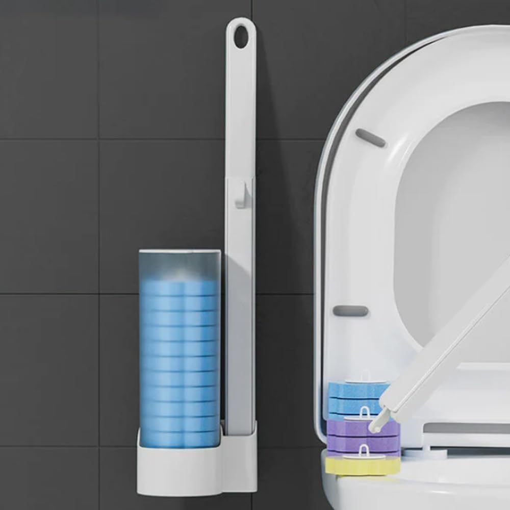 Giftock Disposable Toilet Brush, Disposable Toilet Cleaning System with Toilet Brush Refills, Toilet Brush Refills Toilet Brush and Holder Set Bathroom Accessory Sets Household Products