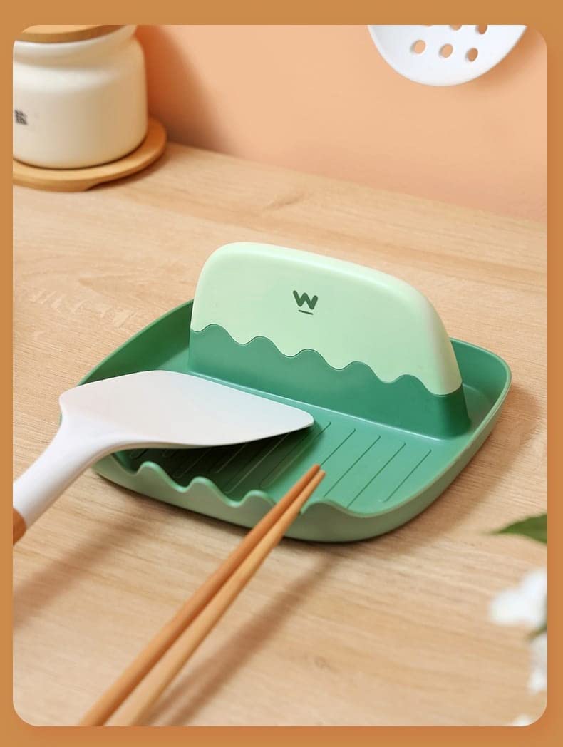 Giftock 5 Slots Multifunction Kitchen Cooking Utensil Plastic Stand Holder Heat Resistant Cooking Spatula Holder Tray Kitchen Gadgets Pan Cover Lid Rack (Multicolor)