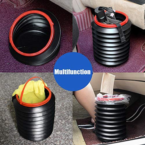 Giftock 4L Collapsible Car Dustbin Pop Up Trash Can Foldable Waste Bin Garbage Storage Rubbish Organizer for Diwali, with Adjustable Hanging Strap for Car, Van, SUV, Truck (Black, 1pc)