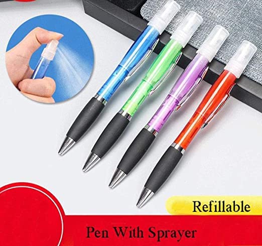 Giftock Spray Pen Sanitizer Refillable & Reusable Portable Liquid Nano Mist Empty Atomizer for Travel, Home, Office, School Etc. Personal Care Pocket Ball (Pack of 5, Multi-color)