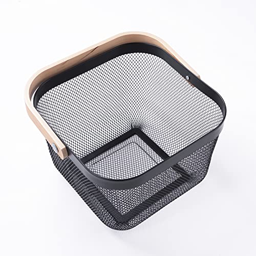 Giftock Metal Wire Basket With Handle|Storage Basket Fot Fruits, Books|Mesh Open Storage Bin|Storage Organizer