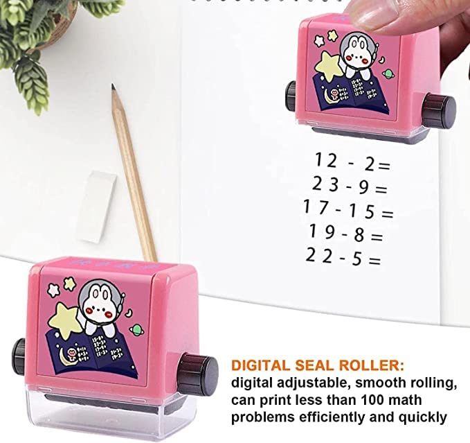 Giftock Smart Number Rolling Maths Stamps for Kids, Subtraction Maths Roller Stamp, Smart Math Roller 100 Learning Toy for Preschool, Stamp Art for Kids (Pack of 1- Multicolor) (Subtraction)