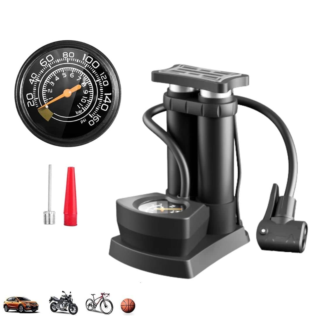 Giftock Double Cylinder Pump Car, Bike,Bicycle Pump & Cycle Pump Bicycle Tire Pump-160Psi-Multicolour