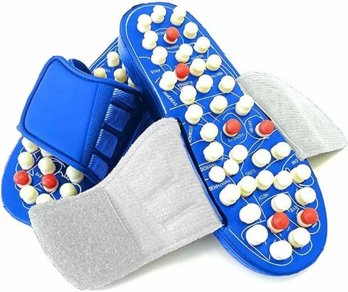 Giftock Spring Acupressure Magnetic Therapy Sandals |Yoga Paduka Acupressure Foot Relaxer| Foot Massager Slipper| Rotating Acupressure Foot Slippers for Men & Women (6 UK)