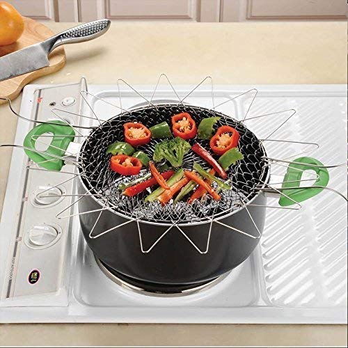 Giftock Stainless Steel Collapsible Frying Basket Multifunctional Chef Cooking Basket Deep-Frying Basket Flexible Cooking Tools for Frying Food, Washing Fruits, Vegetables 1