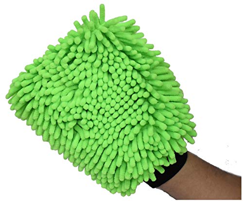 Giftock Microfiber Wash and Dust Chenille Mitt Cleaning Gloves (1 PC Single Sided, Extra Large, Big Chenille Mitt Glove) Multicolor