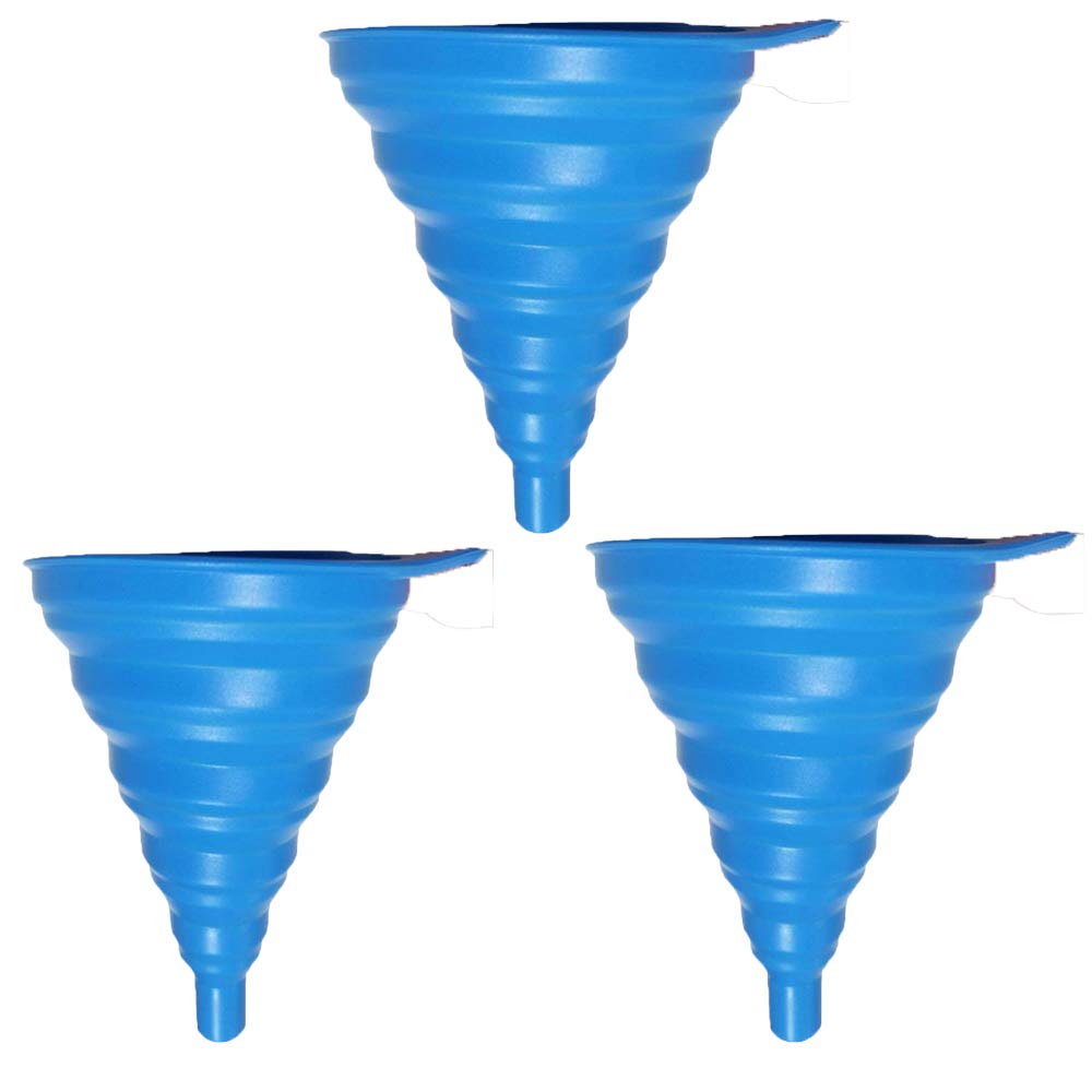 Giftock Flexible Silicone Foldable Kitchen Funnel for Liquid/Powder Transfer Hopper Food Grade Set Of 3 Silicone Collapsible Funnel Kitchen Tool Gadget