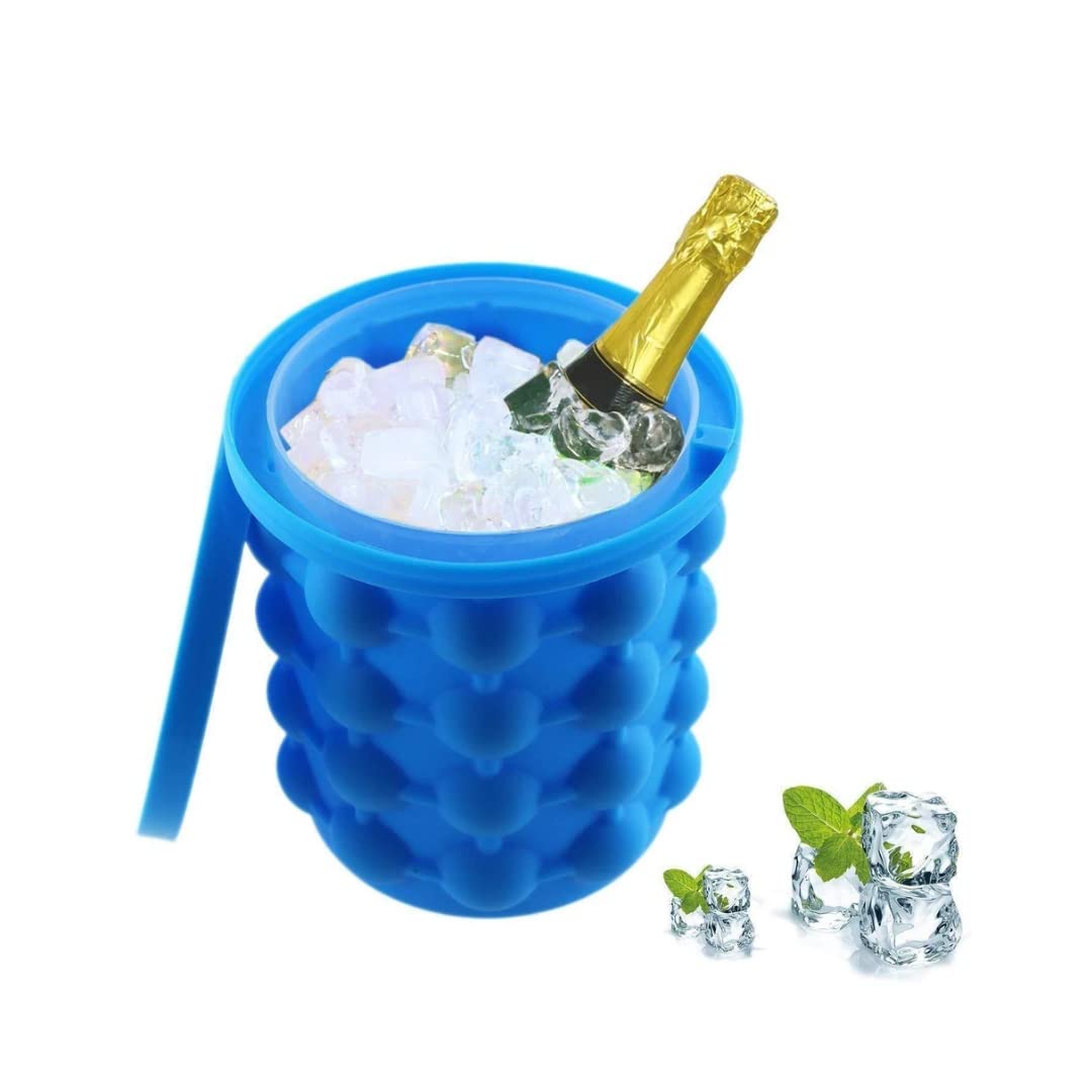 Giftock  Ice Cube Maker Mould Ice Tray, Silicone Ice Bucket, (2 in 1) Ice-Ball Makers for Home, Round Portable Ice Bucket for Frozen Whiskey, Cocktail, Beverages|Space Saving Ice Cube Maker for Party