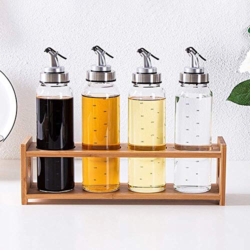 Giftock Oil Bottle Olive Dispenser for Cooking Lead-Free Glass Bottle for Drip Free Spout BBQ Salad Kitchen Baking Roasting Frying 300ml