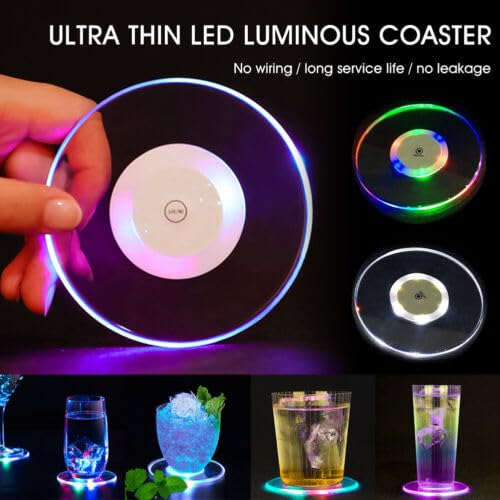 Giftock Led Coaster, Ultra Thin Luminous Acrylic Coaster for Parties & Home Decor (Standard, 1)