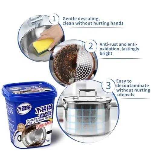 Giftock Oven and Cookware Cleaner Power Pot Bottom Black Scale Decontamination Household Stainless Steel [500 Gr]
