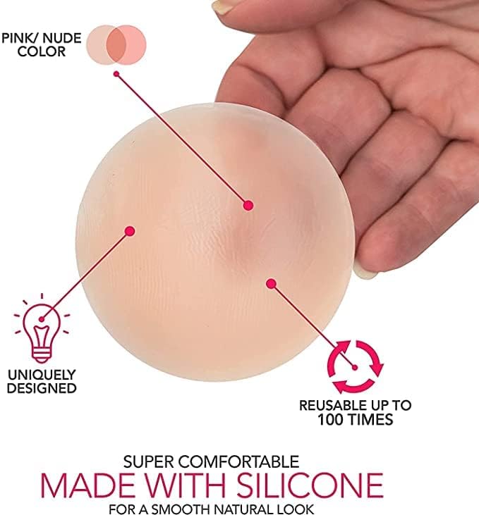 Giftock Silicone Invisible Nipple Covers Breast Pads Adhesive Reusable Pasties for Women Nude