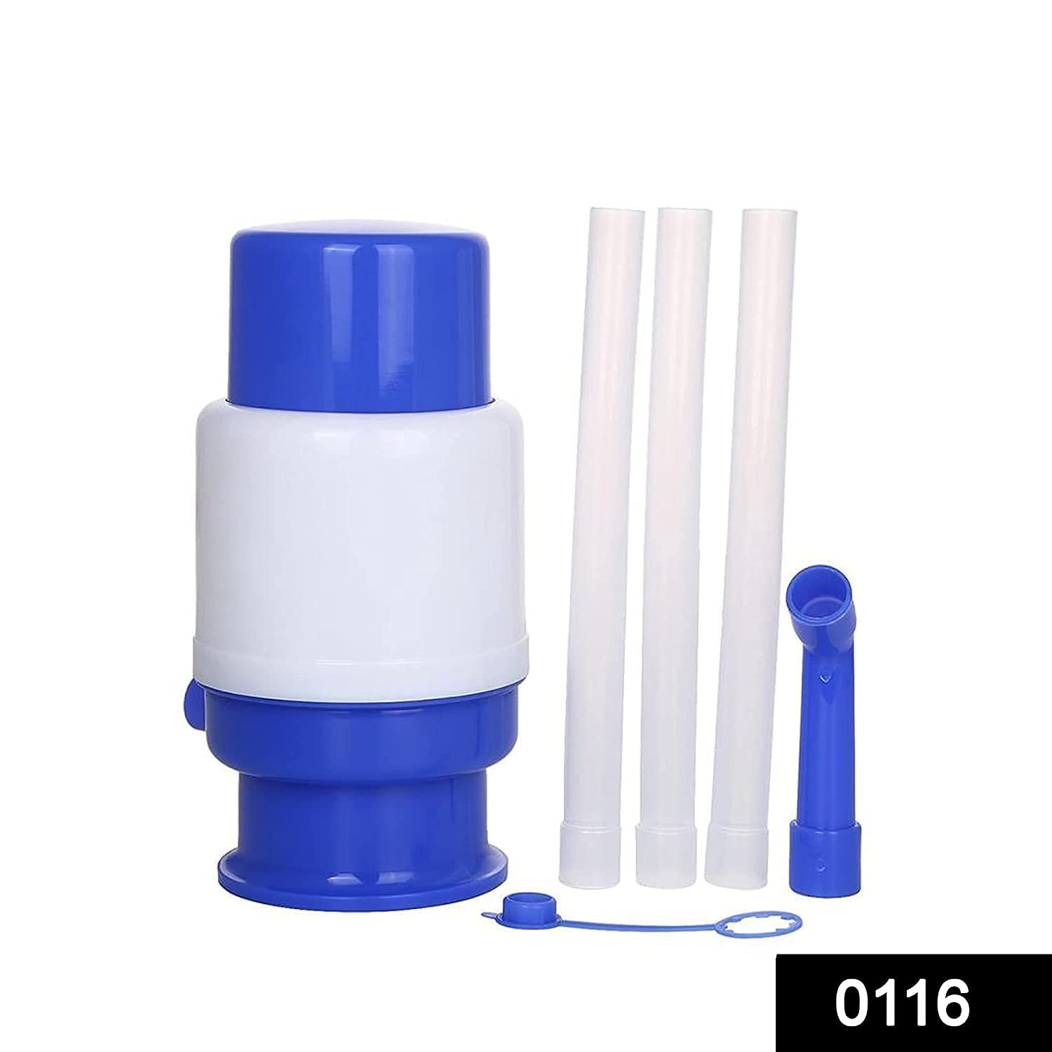 Giftock Plastic Aqua Drinking Manual Hand Press Water Dispenser Pump for Bisleri Barrel Mineral Bottle Jerry Cans Water Pump (20L -25L - White & Blue)