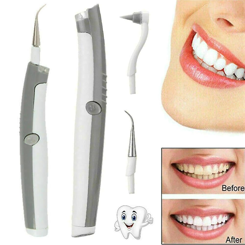 Giftock Portable Ultrasonic Electric Tooth Dental Cleaner With LED Light Stain Eraser Plaque Tartar Remover Teeth Whitening, Grey & White Color 1 Pcs