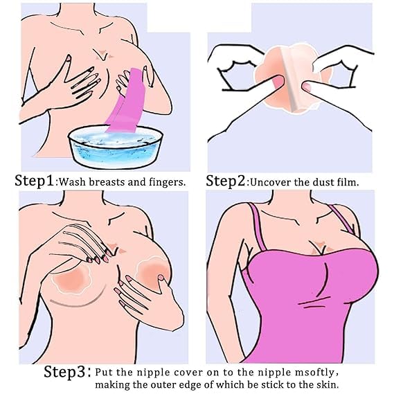 Giftock Silicone Invisible Nipple Covers Breast Pads Adhesive Reusable Pasties for Women Nude