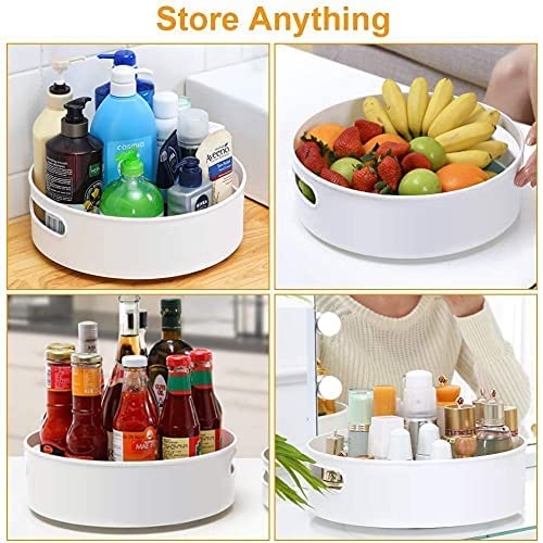 Giftock 360° Rotating Kitchen Organizer Tray Lazy SuMulti-Purpose Kitchen Storage Revolving Tray Cosmetic Organiser Rotating Tray for Kitchen Spice Rack (Beige)