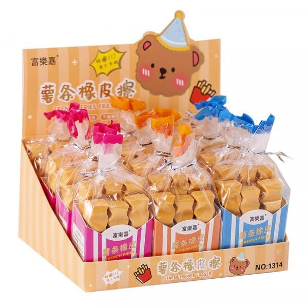 Giftock French Fries Erasers Birthday Day Return Gift Party Idea for Kids Birthday Party Non-Toxic Eraser Pack of 6
