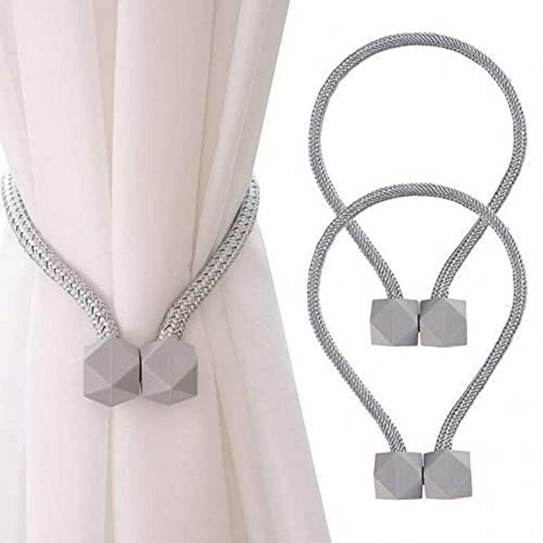 Giftock Magnetic Curtain Tiebacks Curtain Clips Rope Holdbacks Curtain Weaving Holder Buckles for Home Office Decoration Multicolor (Pack of 2)