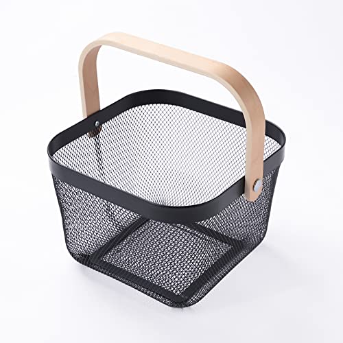 Giftock Metal Wire Basket With Handle|Storage Basket Fot Fruits, Books|Mesh Open Storage Bin|Storage Organizer