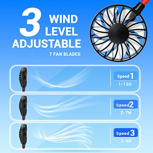 Giftock Personal Hand-Free Neck Fan- Mini Portable Usb Rechargeable Fan with 3 Speed Adjustable & 360 Rotation Perfect for Home, Sport, Camping, Beach, Travel, Office, Headphone Design (Black)
