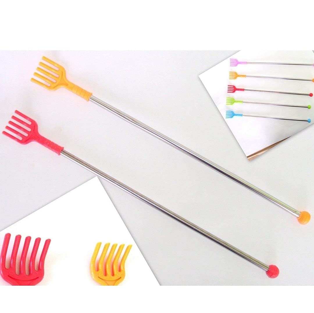 Giftock Khujli Stick (Set / PACK Of 2 PCS)18 INCH STAINLESS STEEL Back Body Itch Scratcher and Massage ASSORTED Multi color