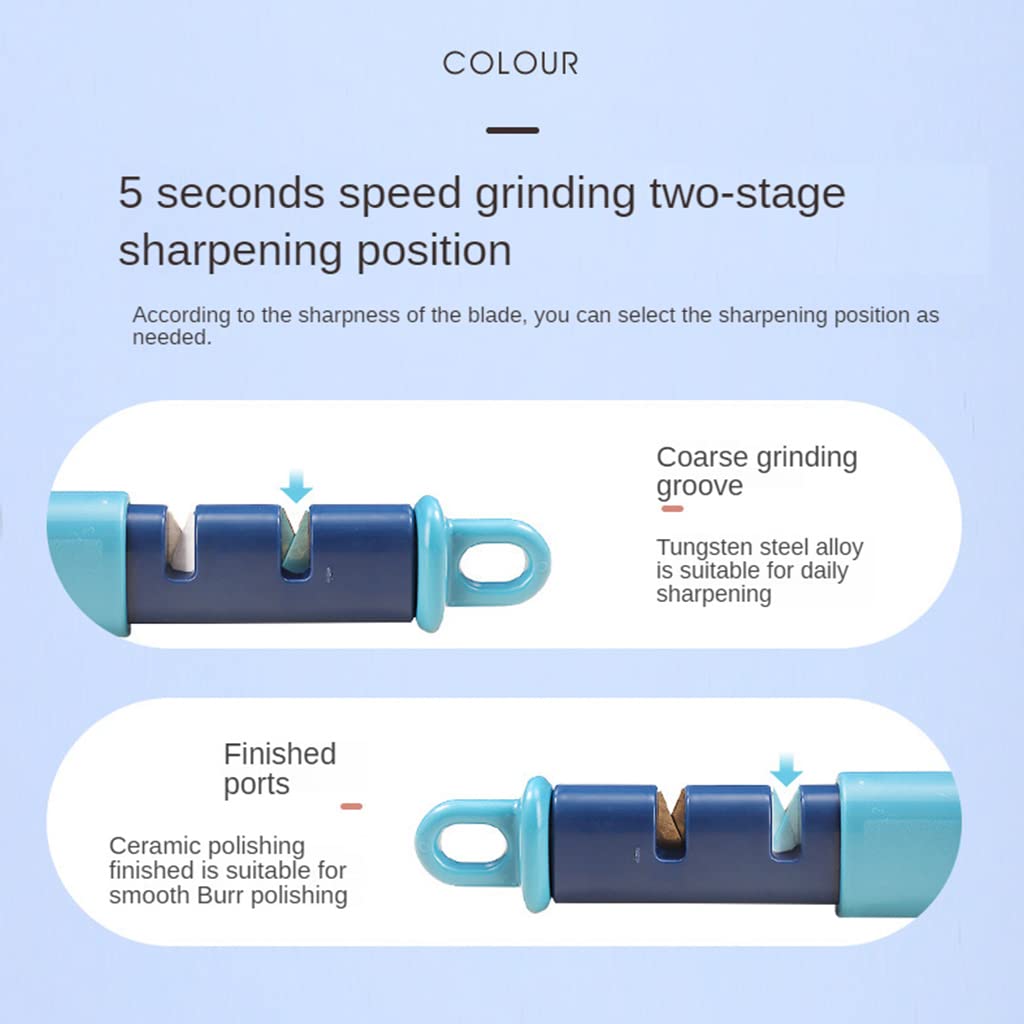 Giftock 2 in 1 Vegetable Peeler Knife Sharpener Serrated Peeler Stainless Steel Veggie Fruit Potato Peeler for Hard Skinned Carrot Potatoes Cucumber Kitchen (Blue)