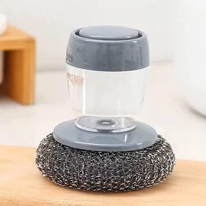 Giftock Tar Brush Dish Cleaning Brush with Liquid Dispensar Palm Dishes Pot, pan, Sink scrubbing Household soap Dispenser for Tool Dispensing wash Kitchen Utensils Scrubber Multipurpose in Home