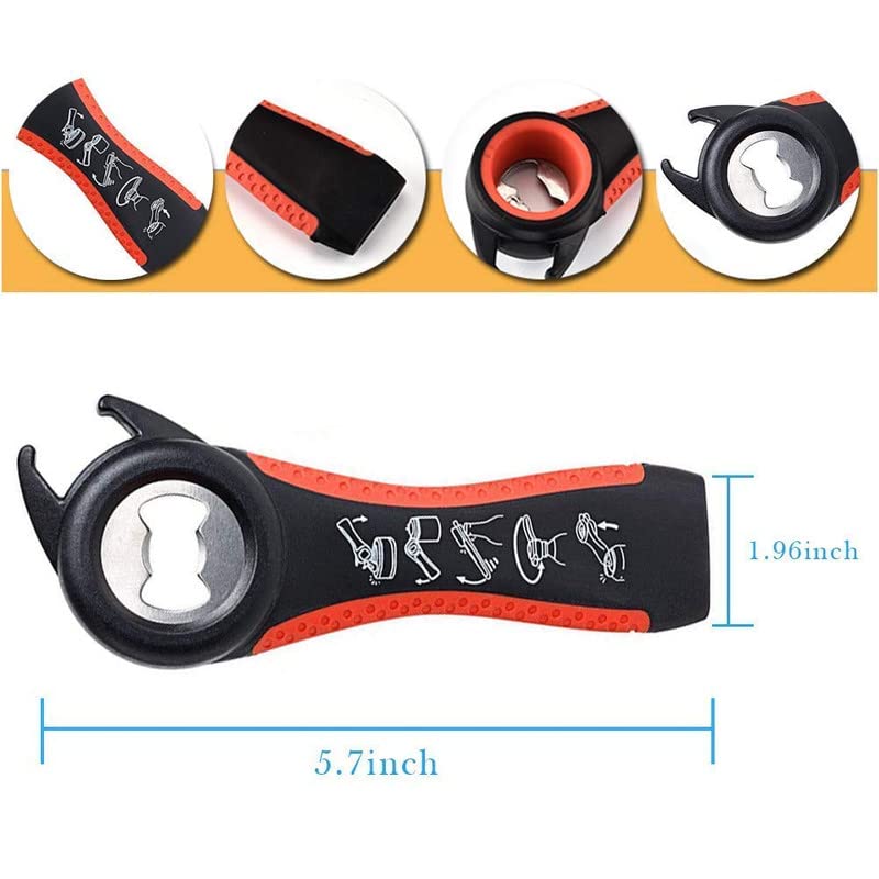 Giftock 5 in 1 Multi Jar Opener, 5 in 1 Bottle Can Opener Set, Seal Soda Lid Twist Grips, Jar Opener for Chef Kids Kitchen Gift Christmas Holiday Party.