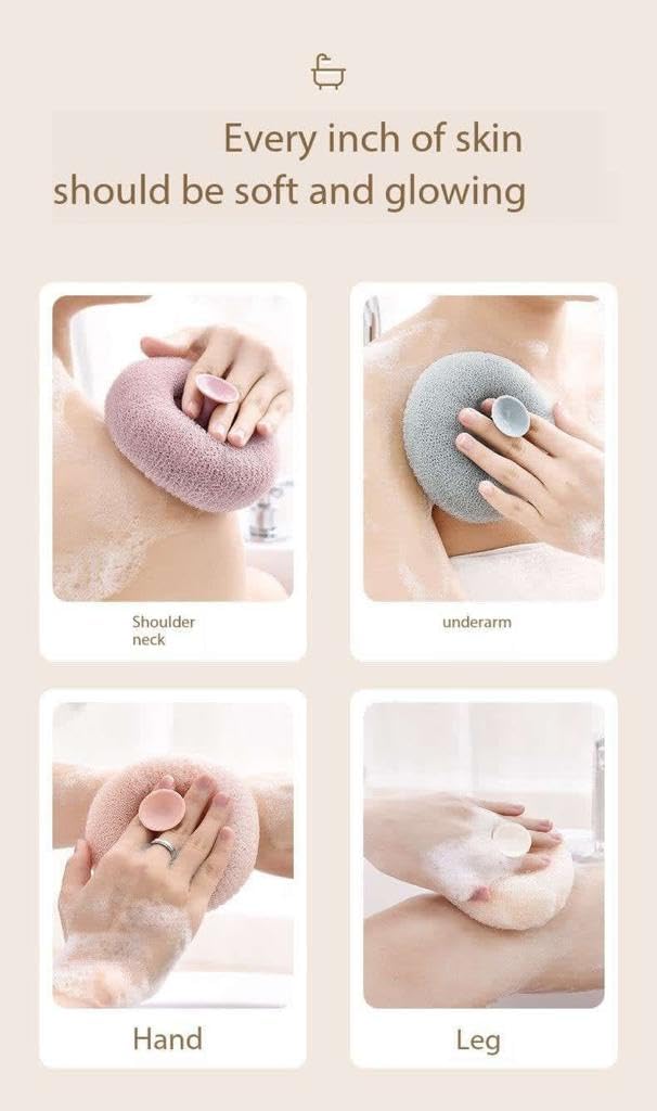 Giftock Exfoliating Shower Brushes,Bath Sponge Cleaning Brush Super Soft Exfoliating Bath Sponge Cleaning Brush, Massage Bath Sponge Ball with Suction Cup for Women Men pack of 2