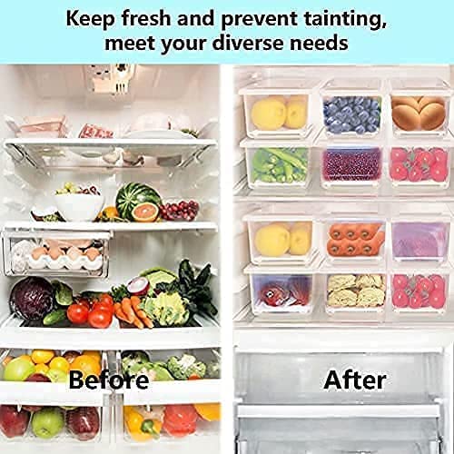 Giftock Food Storage Container with Removable Drain Plate and Lid Fridge Storage Box Stackable Plastic Freezer Storage Containers To Keep Fresh for Meat, Vegetables, Fruits etc. (1500ml, 2 Piece)