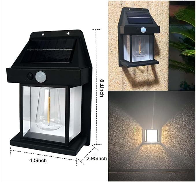 Giftock New Wireless Dusk to Dawn Motion Sensor LED Wall Sconce, Solar Light Outdoor Wall Light, Solar Lamp with Motion Sensor, Waterproof Outdoor Lamp for Garden, Patio, Yard (1 pc)