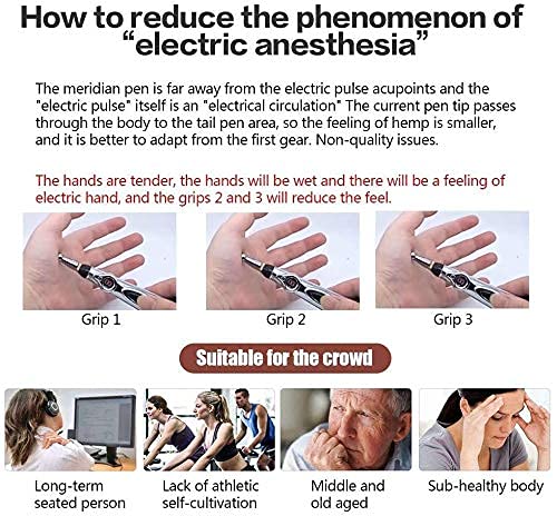 Giftock Sure Electronic Acupuncture Pen,Electric Meridians Laser Acupuncture Machine Magnet Therapy Instrument Meridian Energy Pen Massager Relief Pain Tools For Arthritis (Silver)