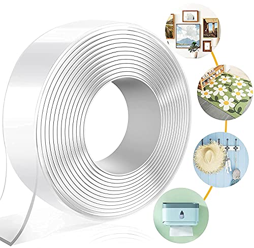 Giftock 3 Meter Double Sided Nano Magic Ivy Grip Tape Heavy Duty Transparent Tape,Removable, Washable, Reusable & Anti-Slip (L-3Mtr, W-3Cm)