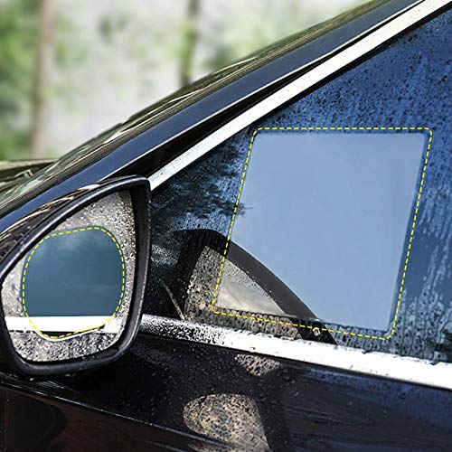 Giftock Universal Car Accessories Rear-View Mirror Waterproof Anti Fog Rainproof Anti-Water Protective Film Sticker for Car (Square - 2 PCs)