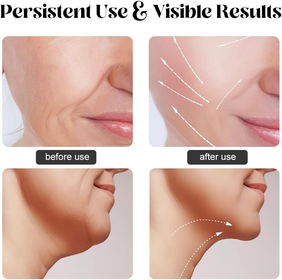 Giftock Neck Face Massager, Firming Wrinkle Removal Tool, Vibration Massager with 3 Color Modes for Skin Tightening Face Sculpting
