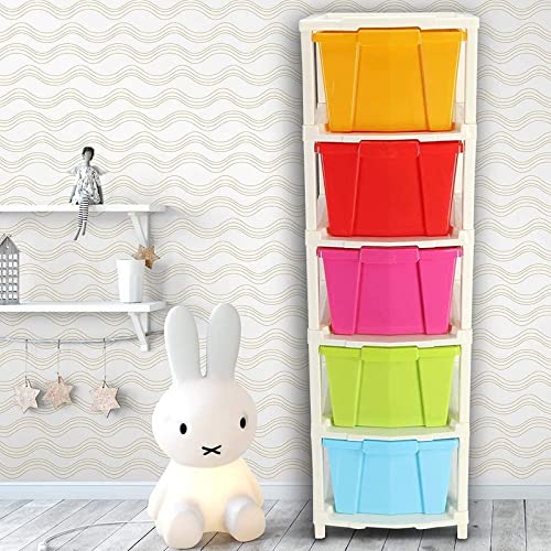 Giftock 5 Layer Foldable Modular Drawer Organizer Multipurpose Drawers Boxes Storage Rack, Extra Large Basket, Plastic (Multi Color)(Large)
