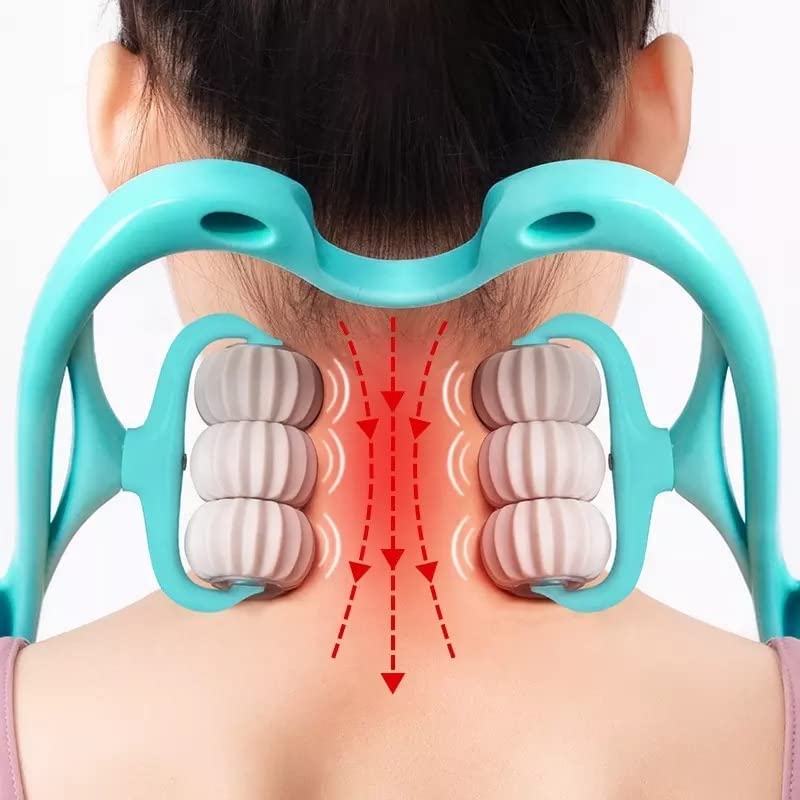 Giftock Updated 360° 6 Wheel Roller Balls Neck Massager,Trigger piont Neck Massager for Pain Relief deep Tissue