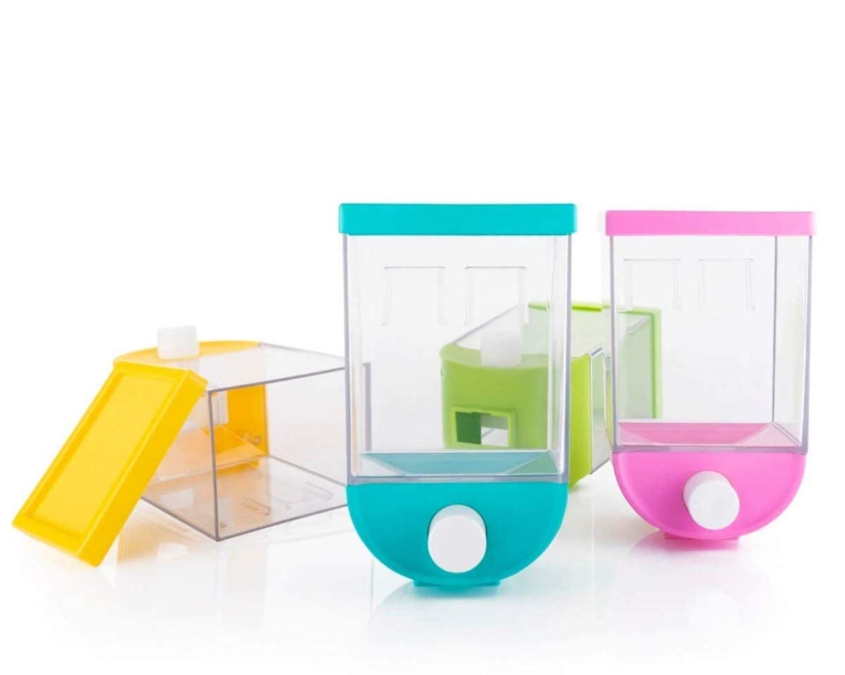 Giftock  Plastic Push Button Punch Free Press Type Storage Container set 1100ml, Multicolour (pack of 2)